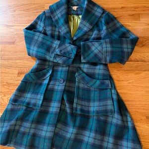 Sundance Blue and Green Plaid Trench Coat